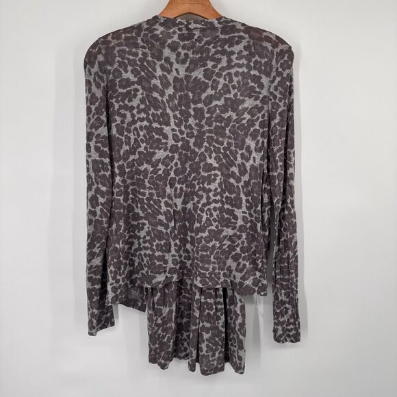 Michael Stars Womens Leopard  2 pc shirt jacket knit  Long Sleeve Top one size - Picture 8 of 14